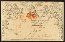 STAMP - ISLE OF WIGHT 1840 (3rd October) A Mulready 1d Letter Sheet From Bristol To Ryde, Showing Boxed 'MISSENT TO PORT - ...-1840 Precursores