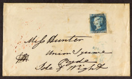 STAMP - ISLE OF WIGHT 1850 (25th October) Envelope From Edinburgh To Ryde, Bearing 1841 2d Blue With Four Margins, Blue  - ...-1840 Precursori