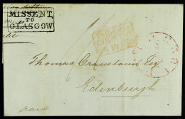 STAMP - 1823 (16 May) EL From London To Edinburgh With Framed 'MISSENT / TO / GLASGOW' Hand Stamp And Red Framed 'PAID I - ...-1840 Precursores