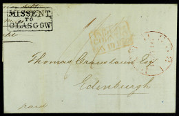 STAMP - 1823 (16 May) EL From London To Edinburgh With Framed 'MISSENT / TO / GLASGOW' Hand Stamp And Red Framed 'PAID I - ...-1840 Vorläufer