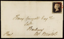 1840 (15 Jun) EL From Bath To Henbury, Nr. Bristol Bearing 1d Grey-black 'AL' From Plate 1b With 4 Large To Very Large M - Ohne Zuordnung