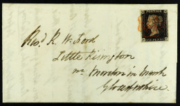 1840 (5 Dec) EL From London To Gloucestershire Bearing 1d Black 'PF' From Plate 7 With 4 Good Neat Margins Tied By Super - Unclassified