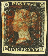 1840 1d Black, Plate 6 'ME', Clear To Large Margins, Neat Red Maltese Cross. - Non Classificati