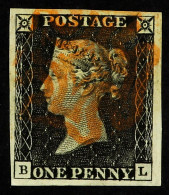 1840 1d Black 'BL' From Plate 1b (doubled Top To NW Square, Scratch Over NE Square), SG 2, Very Fine Used With 4 Large - - Ohne Zuordnung