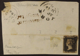 1842 (1 Apr) Large Piece Bearing 1d Black 'EJ' Plate 2 With Good Margins Just Touching At Top Left Side With 'Oswaldkirk - Ohne Zuordnung