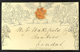 1840 (8 Jun) 1d Black Mulready Letter Sheet (A8), SG ME1, Sent From Richmond To Kendal With Indistinct Red MC Cancellati - Otros & Sin Clasificación