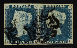 1840 2d Blue 'BK-BL' Plate 1 Pair, SG 5, Used With 4 Good To Large Neat Margins. Cat Â£1950. - Sonstige & Ohne Zuordnung