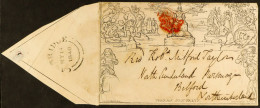 1840 MAY DATE. 1840 (14 May) 1d Black Mulready Envelope (stereo A157 From Forme 3) To Bedford, Northumberland, Cancelled - Sonstige & Ohne Zuordnung