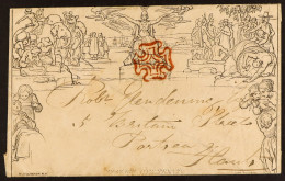 1840 MULREADY SECOND DAY OF ISSUE. 1840 (7 May) 1d Black Mulready Envelope (stereo A176) Used From London To Portsea, Ha - Sonstige & Ohne Zuordnung