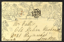 1841 (12 May) 1d Black Mulready Envelope (A158), SG ME2, Sent From Otley To â€œMr Calles, Old Italian Warehouse, No 21 H - Other & Unclassified