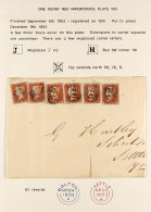 1841 1d Red Plate 160, Six Examples On A Wrapper Bolton To Settle, And 1d Plate 47 Strip Of Four On Wrapper Liverpool To - Sonstige & Ohne Zuordnung