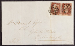 1841 1d Red-brown Plate 10 'TE/TF' Pair With 4 Margins Tied To Attractive EL To Edinburgh By Distinctive Greenock Maltes - Other & Unclassified