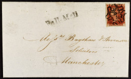 1843 (12 Dec) EL From London To Manchester Bearing 1d Red-brown Plate 39 With 4 Margins Tied By NUMBER '2' IN MALTESE CR - Sonstige & Ohne Zuordnung