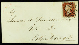 1843 (8 Jun) Env From London To Edinburgh Bearing 1d Red-brown Plate 28 With 4 Good To Huge Margins Tied By Superb NUMBE - Sonstige & Ohne Zuordnung