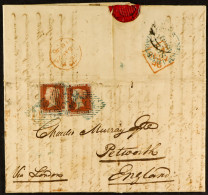 1846 Entire Letter, Bearing 1d Red Plate 68 (x2, Each Three Margins), Tied By IRISH '354' IN BLUE Of Newmarket On Fergus - Other & Unclassified