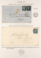 1854 2d Blue SC 16 Plate 4, On 1855 Wrapper To Bath; And 1855 2d Blue LC 14 Plate 5 On Envelope London To Paris. (2 Item - Sonstige & Ohne Zuordnung