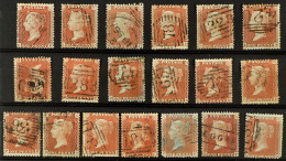 1854-57 1d Red, Die II, Alphabet II, Perf. 14 Large Crown Watermark, A Group Of Plated Examples, With 1, 2, 4 To 19 And  - Other & Unclassified