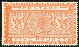 1867-83 Â£5 Orange On White Paper, SG 137, Mint Lightly Hinged With Small Corner Thin Spot & Feint Corner Crease. Very F - Other & Unclassified