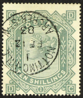 1867-83 10s Greenish Grey Wmk Maltese Cross, SG 128, Used With Superb Nottingham Hill Cds Cancellation. Cat Â£3000. - Other & Unclassified