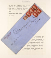 1873 (March) Legal Size Envelope, Registered From Shaftesbury To Bath, And Bearing 1d Red Plate 143 Block Of Four And Si - Sonstige & Ohne Zuordnung