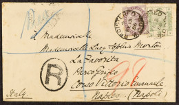 1886 (13 Feb) Env Registered From London To Naples Bearing 1d Lilac & 6d Dull Green (SG 194, Â£380 On Cover) Tied Very F - Andere & Zonder Classificatie