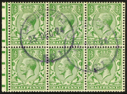 1924 BOOKLET PANE Â½d Pane Of Six With Good Perfs, London Chief Office 23/12/24 Violet Precancel Cds's, SG Spec. NB12z,  - Sin Clasificación