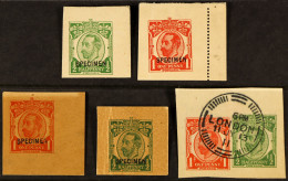 DOWNEY HEAD STATIONERY 'SPECIMEN' Overprinted Items, 4 Fragments On Cream And Buff Card Bearing Â½d Green And 1d Red Sta - Ohne Zuordnung