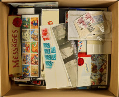 HODGEPODGE BOX With Presentation Packs, Used Stamps On Stock Cards, Prestige Booklet, 3 FDCs And An 1830 Revenue Piece.  - Other & Unclassified