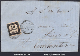 FRANCE TAXE N°3 SUR LETTRE CAD CONSTANTINE + CAD TYPE 22 AIN BEIDA ALGÉRIE DU 17/07/1864 - 1859-1959 Storia Postale