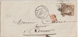 1875 - CERES 30c SEUL ! Sur BANDE (TARIF PAPIER D'AFFAIRE) De PARIS => RENNES - 1871-1875 Cérès