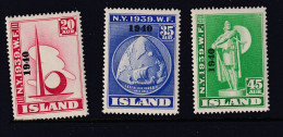 Iceland 1940 Black Overprint  MH Sc 232-4 15669 - Nuevos