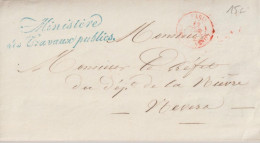 1840 - MARQUE FRANCHISE "MINISTERE DES TRAVAUX PUBLICS" Sur LETTRE SC De PARIS CACHET VERIFICATION => NEVERS (NIEVRE) - Frankobriefe