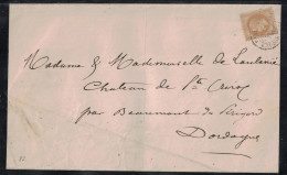PARIS - R.ST DOMINIQUE - EMPIRE N°28 SEUL SUR LETTRE POUR LA DORDOGNE - AVEC TEXTE DU 27 JUIN 1870. - 1849-1876: Periodo Clásico