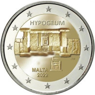 MALTA 2 EURO 2022 COMMEMORATIVO TEMPIO HIPOGEUM F.D.C. B.U.  FROM ROLLS - Malte