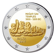 MALTA 2 EURO 2017 COMMEMORATIVO TEMPIO HAGAR QIM FDC  UNC   FROM ROLLS - Malte