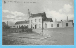 Fontaine-l'Evêque-Hainaut-+/-1920-La Station (Gare Du Chemin De Fer) Et Le Square-Edit.Nels-Imprimerie Duvivier Fr.-rare - Fontaine-l'Evêque