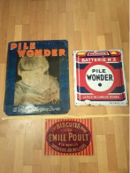 Lot De 3 Plaques Emaillées Et Toles  1 Tole Wonder Années 30 + 1 Plaque Emaillée Wonder + 1 Tole Bisquits Emile Poult - Altri & Non Classificati