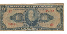 Brésil 100 Cruzeiros 1943 P138 Série 231A 054282 Fauté!! TB - Brésil