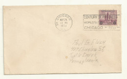 USA TP N° YVERT 321 SUR LETTRE  FLAMME CHICAGO 1933. - Lettres & Documents