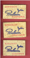 LOT 3 EPONGES PUBLICITAIRES CHOCOLAT POULAIN CONFISERIE EN SUPERBE ETAT - Chocolate