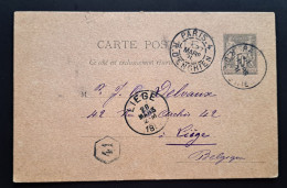 Frankreich 1891, Carte Postale PARIS Nach LIEGE - Listos A Ser Marcados