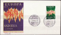 Andorre Espagnol - Andorra FDC1 1972 Y&T N°64A - Michel N°71 - 8p EUROPA - Covers & Documents