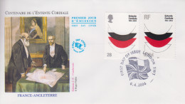 Enveloppe  FDC   1er   Jour    FRANCE   -  GRANDE  BRETAGNE    Emission  Commune     ENTENTE  CORDIALE    2004 - Emissions Communes