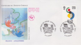 Enveloppe  FDC   1er   Jour   GRANDE  BRETAGNE    Emission  Commune  Avec   La   FRANCE   ENTENTE  CORDIALE    2004 - Joint Issues