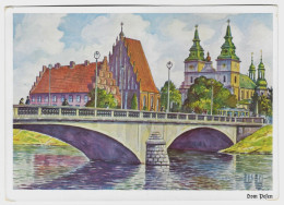 Poznań  ,Posen  ,Katedra ,Dom, Most Tramwaj Ca.ok.1940r .Malarska   Wymiary,  Größe 107x 149 Mm.   080B - Posen