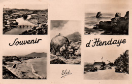 Souvenir D'Hendaye, Multivues: Frontière, Plage, Travaux Des Champs... - Edition Chatagneau - Carte Elcé - Souvenir De...