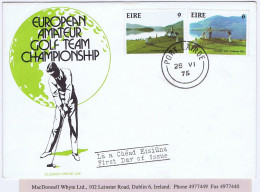 Ireland 1975 European Amateur Golf Championship Set On Harp Cachet First Day Cover PORT LAIRGE 26 VI 75 - FDC