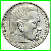 GERMANY - ALEMANIA DEUTFCHES REICH 3 MONEDAS DE 2.00 REICHSMARK AÑO 1939 MONEDAS DE PLATA - 25 MM.  HINDENBURG –AGUILA - 2 Reichsmark
