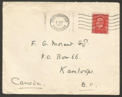 1934 Paquebot Cover 3c Southampton Kamloops BC Canadian Pacific Steamship Lines - Historia Postale