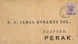 C. 1891 , MALAYA / PERAK , YV. 10 A - FECHADOR DE TAIPING , SOBRECARGA TIPO I SOBRE VALOR DE 6 CENTS. - Perak